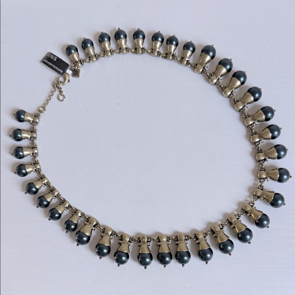 Banana Republic Blue Pearl & Crystal Beaded Necklace